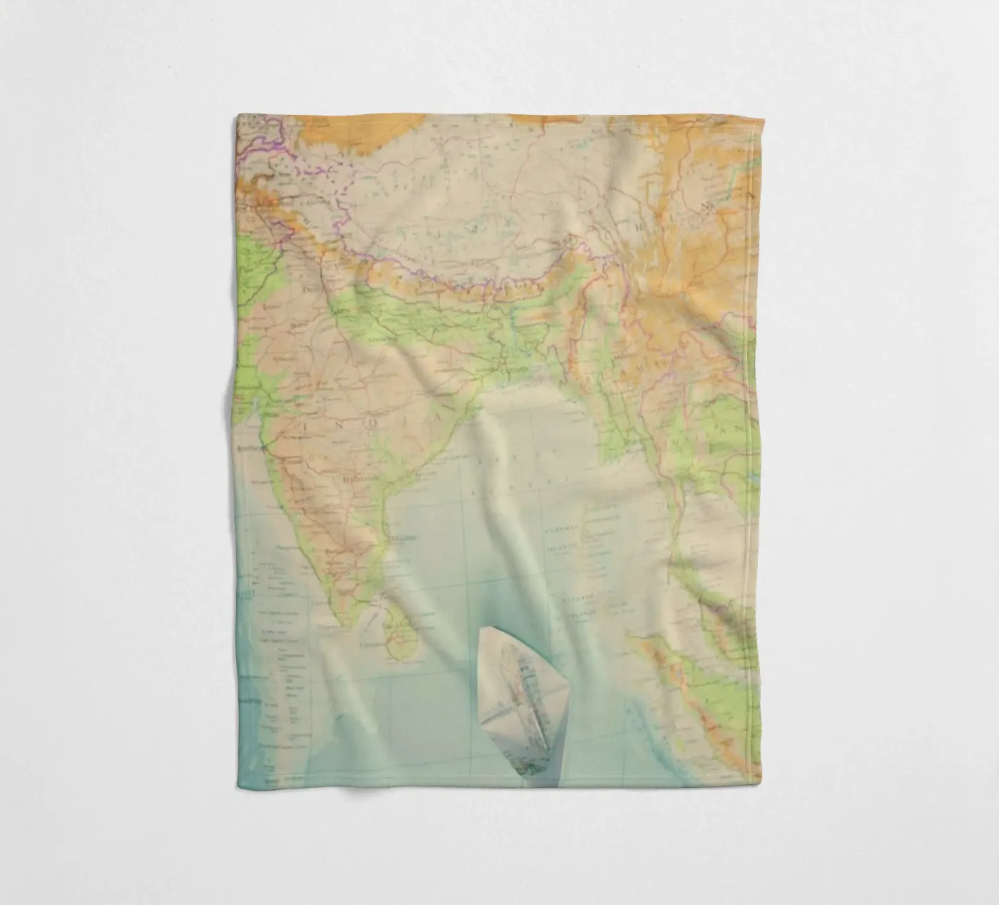 map-india fleecedeken van Ingrid Beddoes