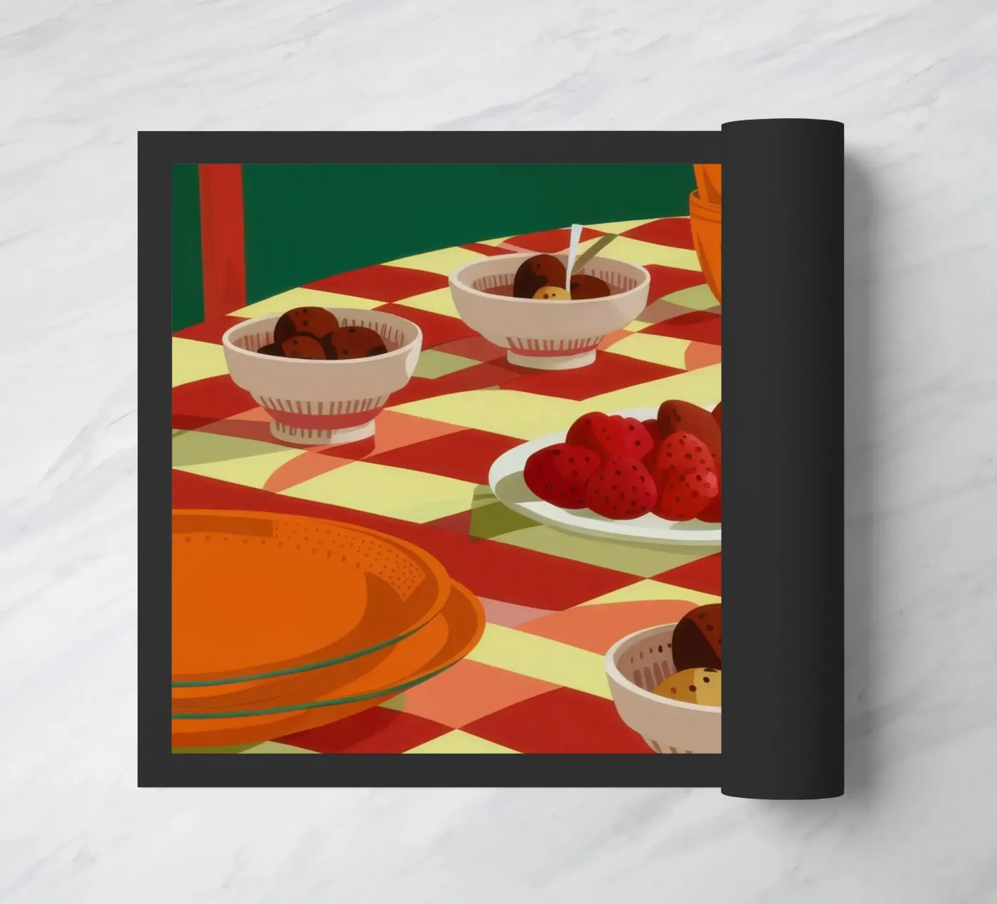 Checkered Table Feast doormat by Gaia Viesta