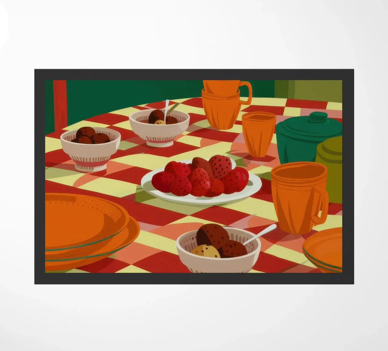 Checkered Table Feast doormat by Gaia Viesta