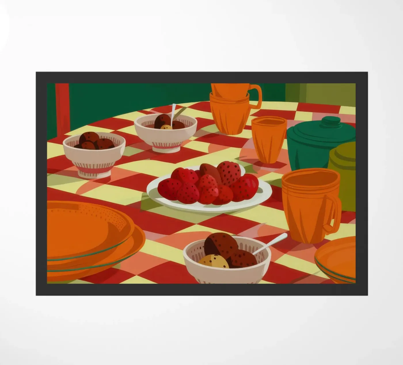 Checkered Table Feast doormat by Gaia Viesta