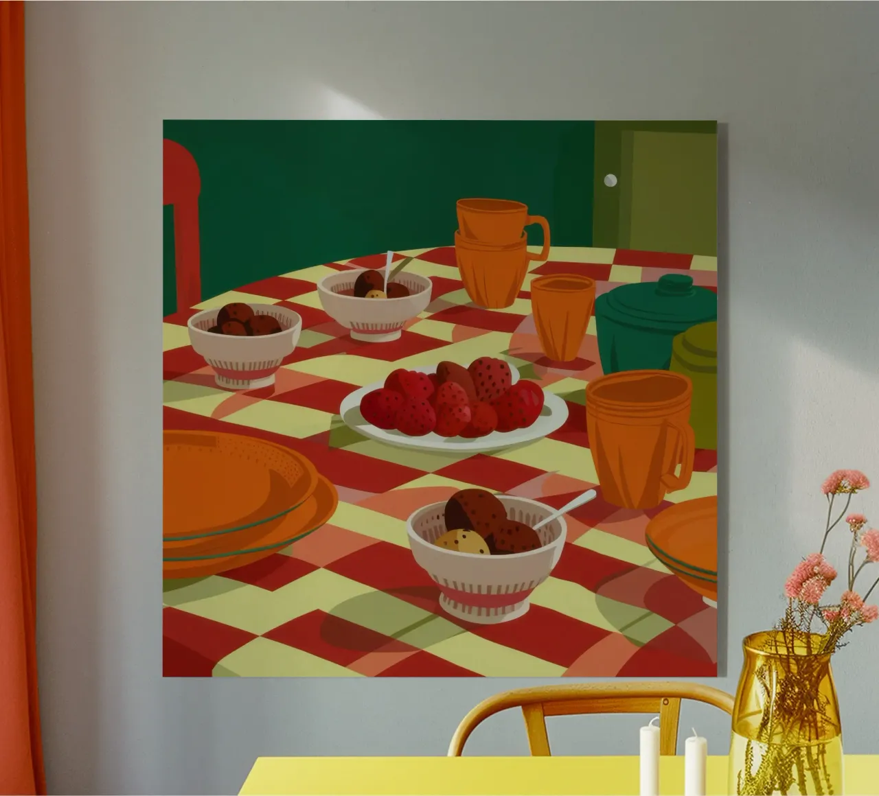 Le festin de la table à carreaux plexiglas de Gaia Viesta