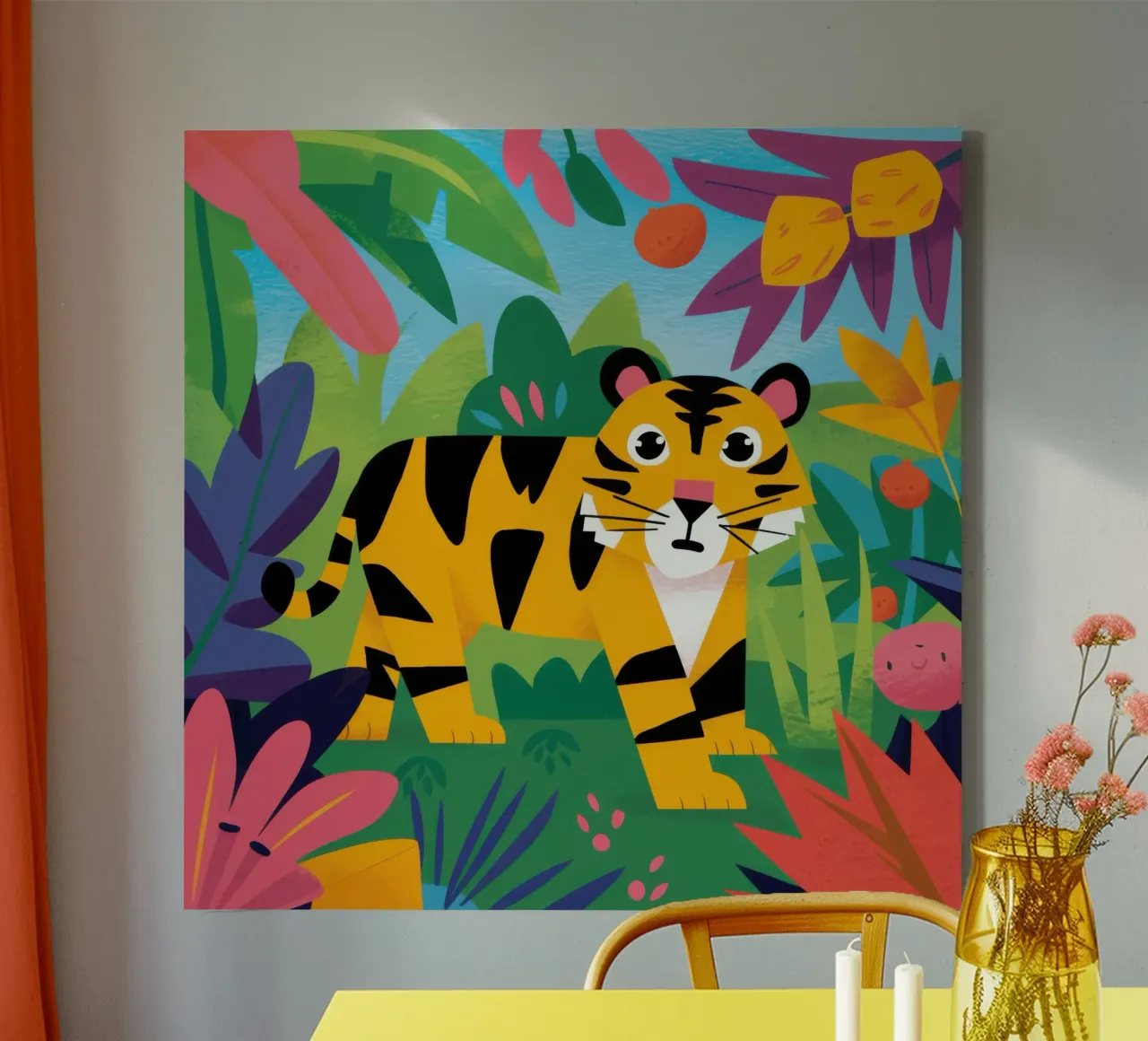 Sueño de jungla de tigres lienzo con Marco flotante de Luna Aura