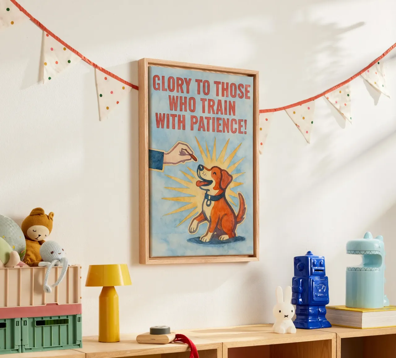 dog owner art drawing canvas with Floater frame by pasadenan