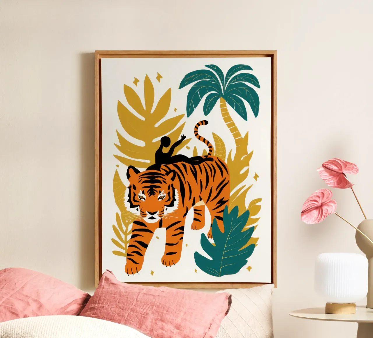 Camminare con la tigre dei tropici tela con Cornice a cassetta da Selene Shade