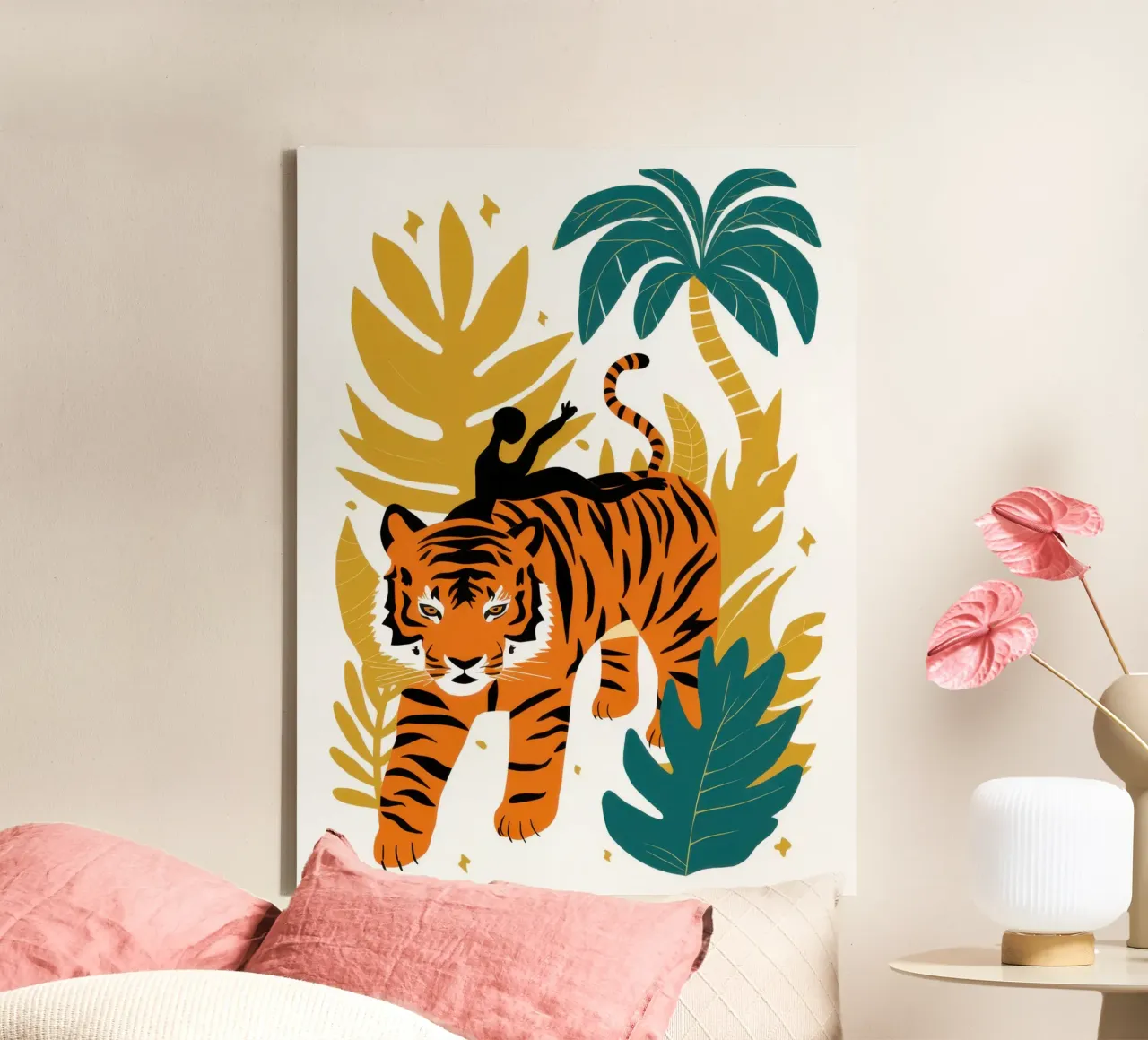 Camminare con la tigre dei tropici tela con Cornice a cassetta da Selene Shade