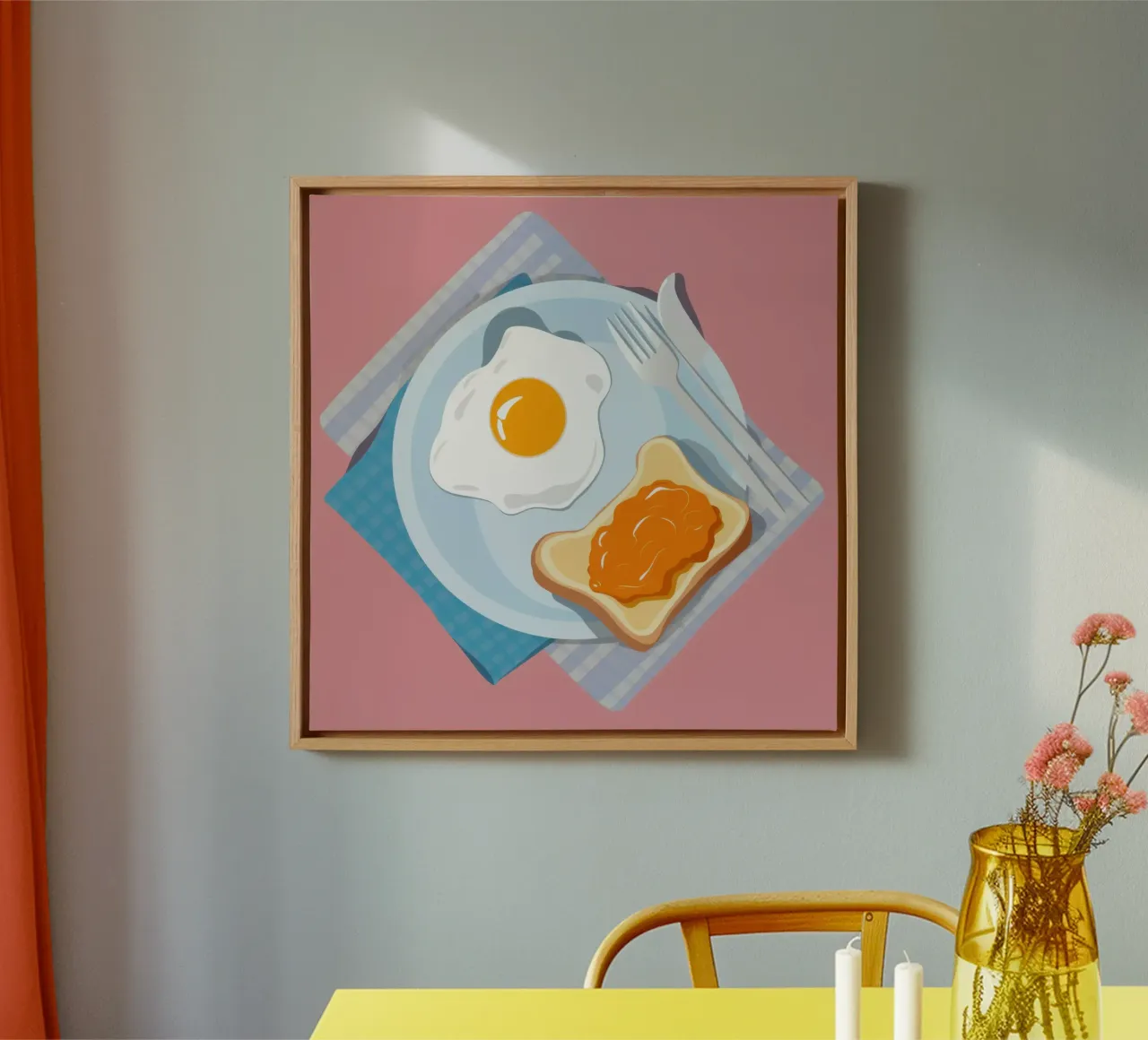 Eenzame ochtendmaaltijd canvas met Baklijst van Trace Brush