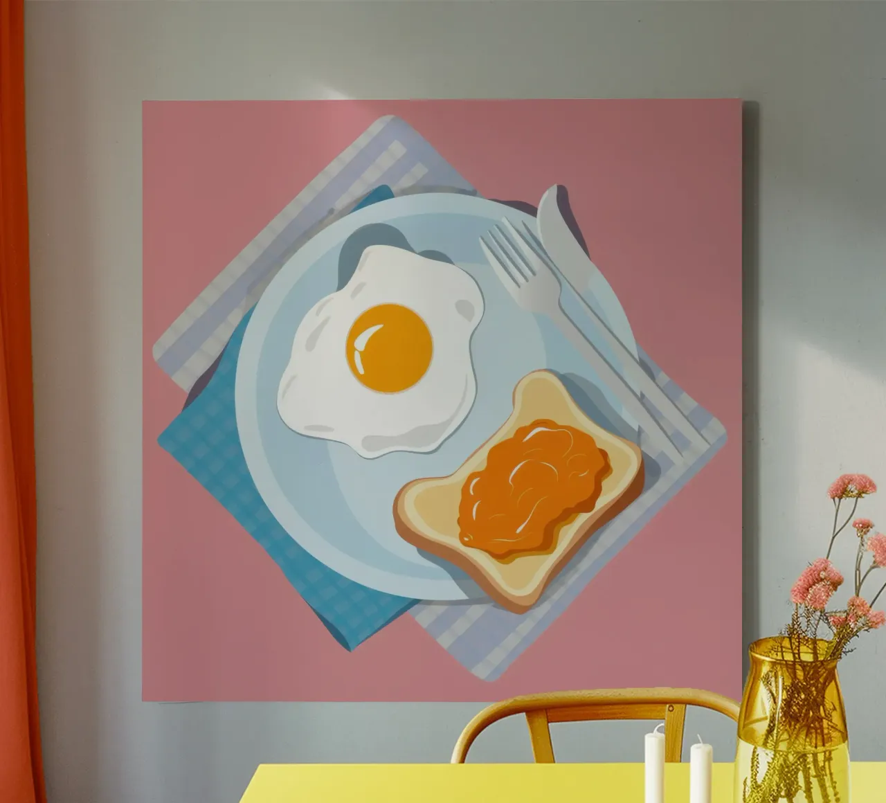 Eenzame ochtendmaaltijd canvas met Baklijst van Trace Brush