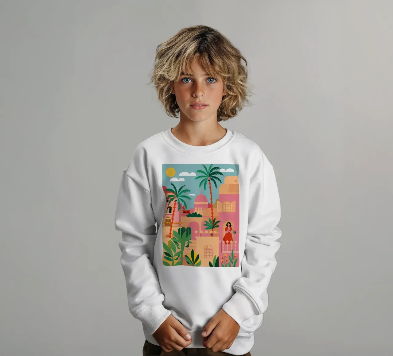 Pink City Vista kids sweatshirt by Selene Shade