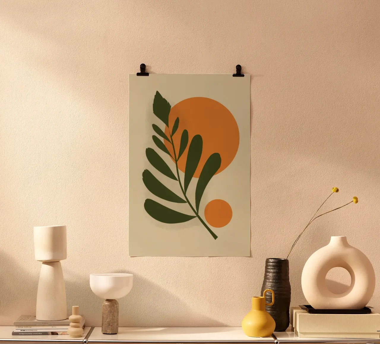 Terracotta Sunlit Leaf poster da Trace Brush