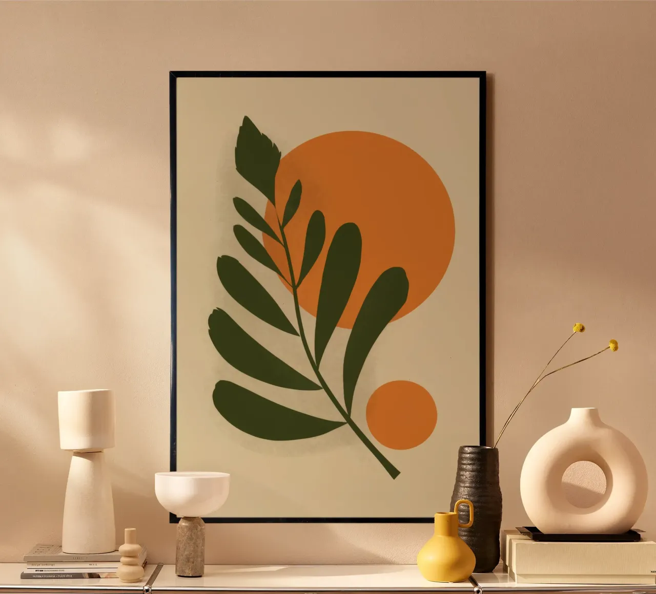 Terracotta Sunlit Leaf poster da Trace Brush