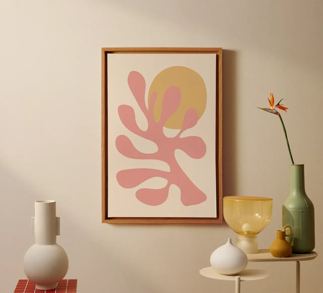 Organische koraalvorm canvas met Baklijst van Luna Aura