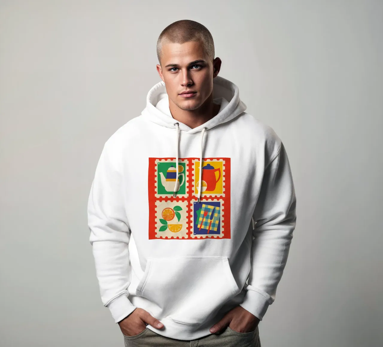 Collezione di francobolli Pop Art felpa con cappuccio da Irish Strokes