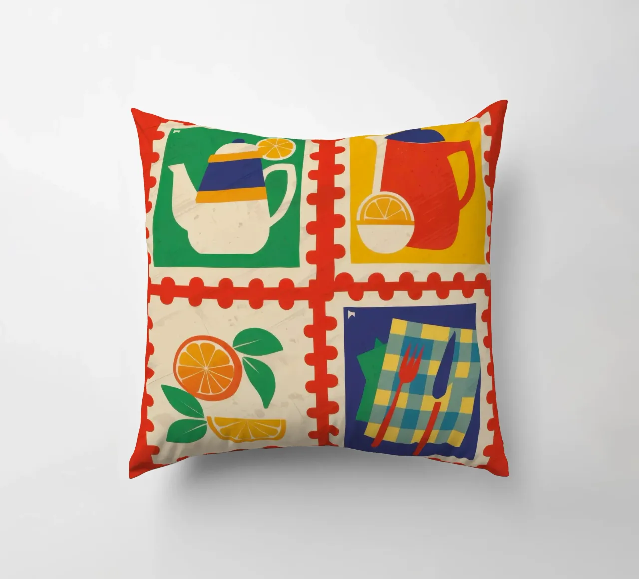Collezione di francobolli Pop Art cuscino da Irish Strokes