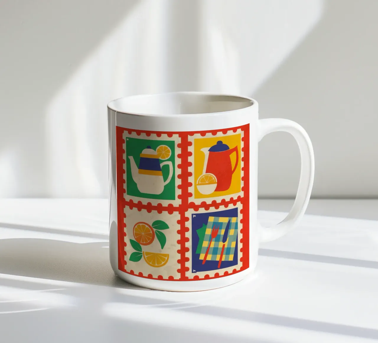 Collezione di francobolli Pop Art tazza in ceramica da Irish Strokes