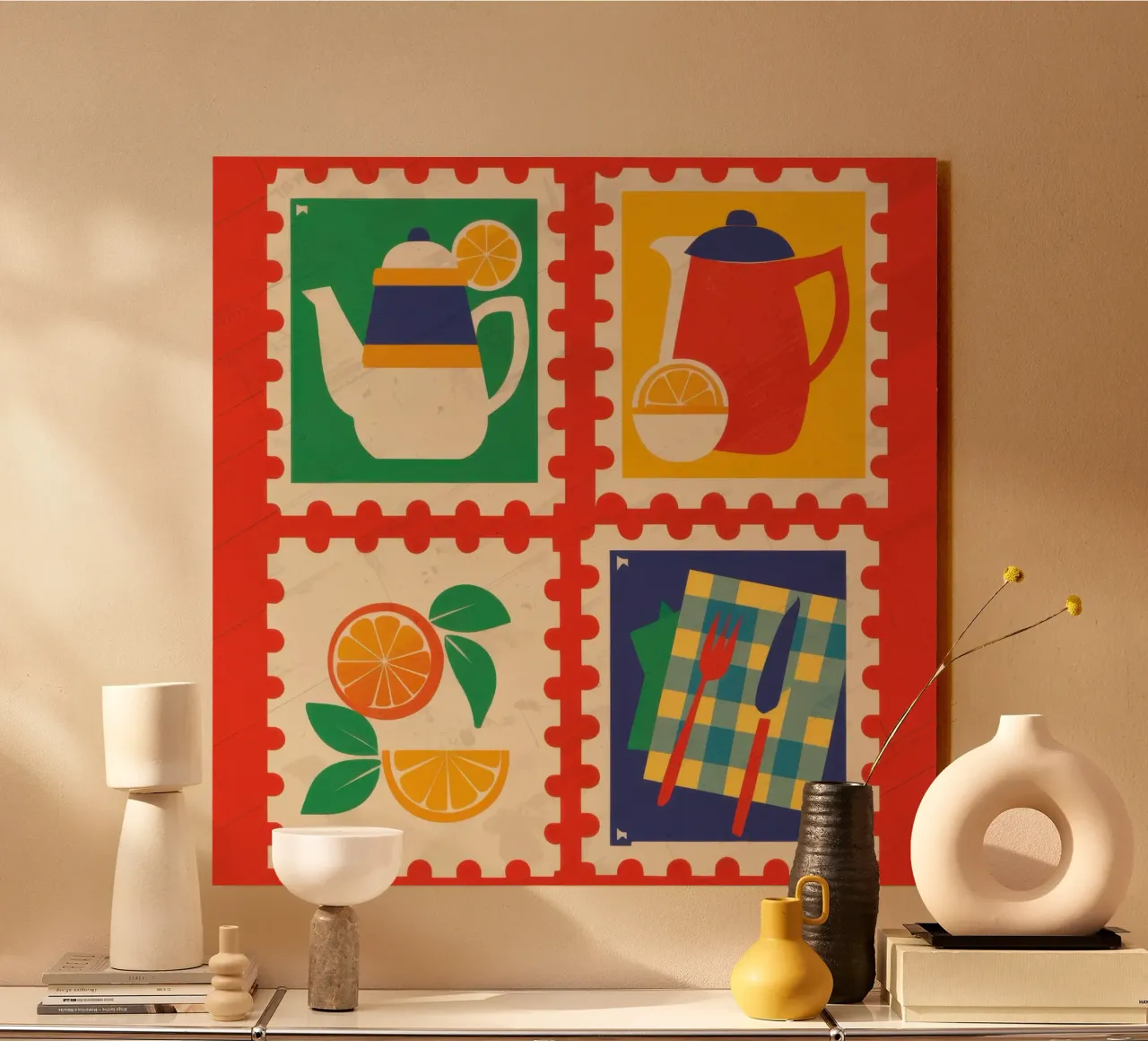 Collezione di francobolli Pop Art alluminio dibond da Irish Strokes
