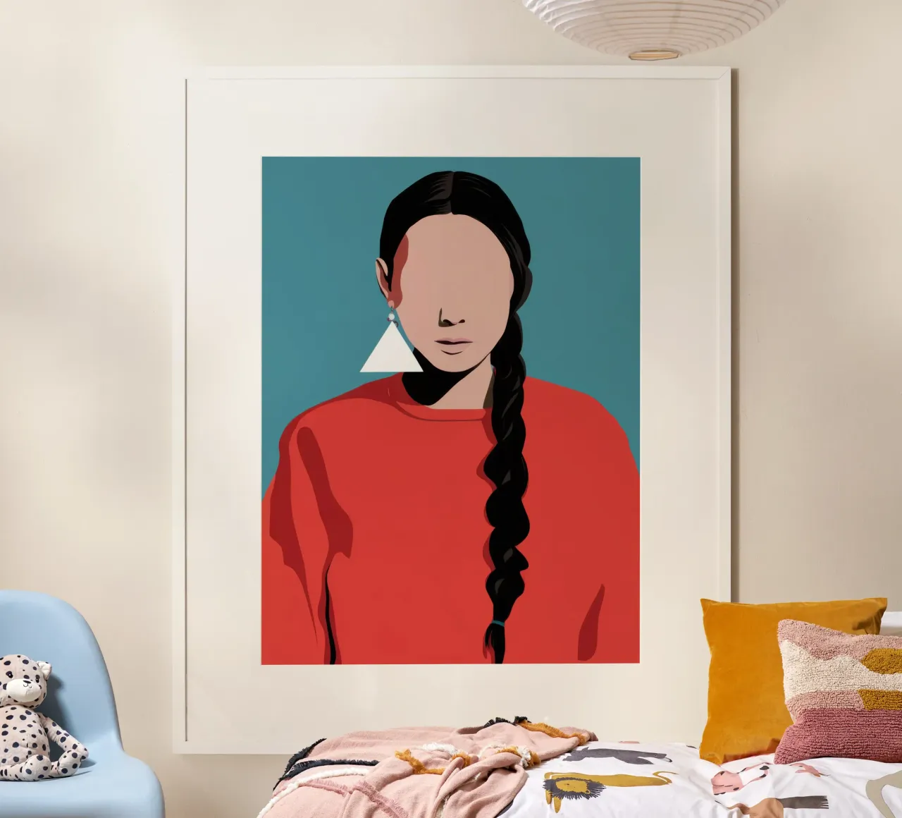 Treccia cremisi Poise poster con telaio in alluminio da Trace Brush