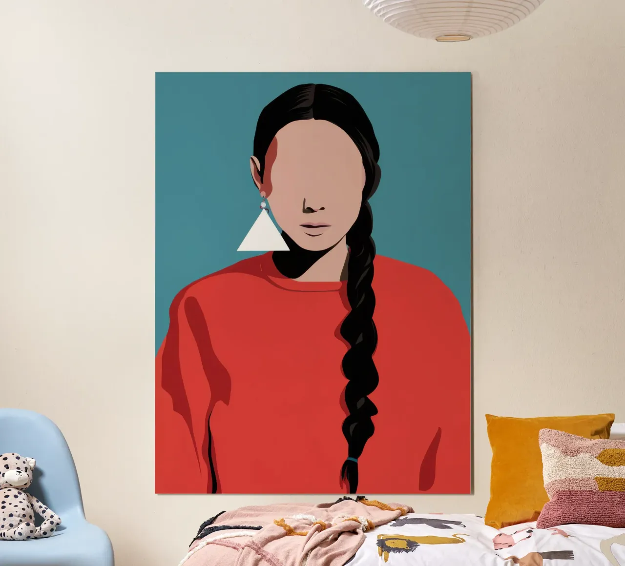 Treccia cremisi Poise poster con telaio in alluminio da Trace Brush