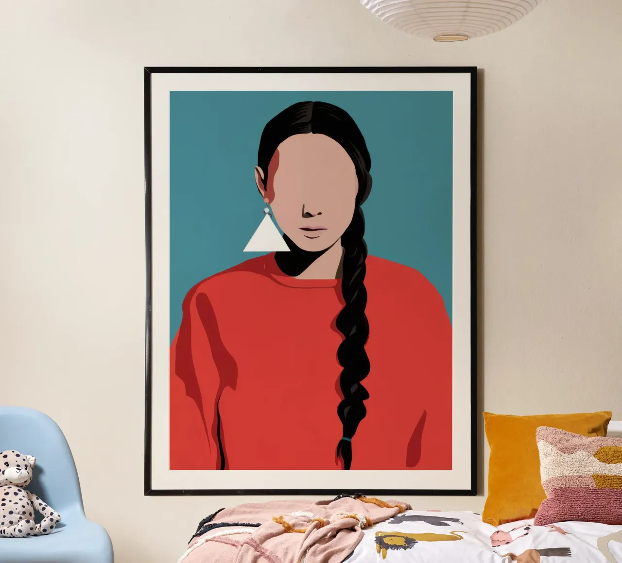 Treccia cremisi Poise poster con telaio in alluminio da Trace Brush