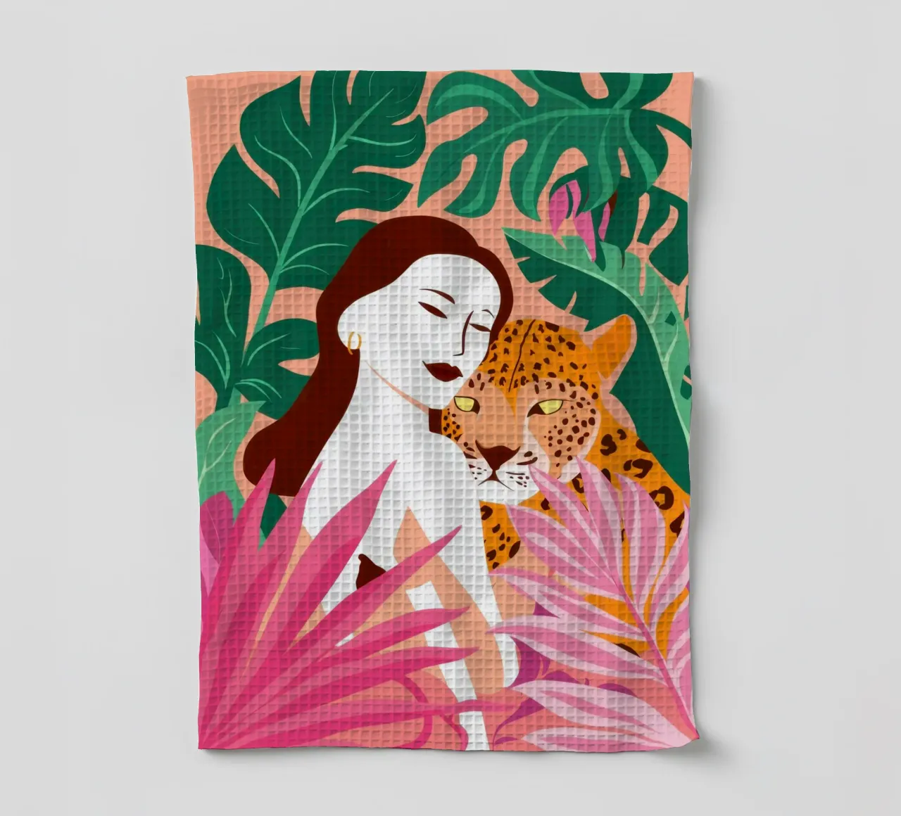 La donna e il suo leopardo canovaccio da cucina da Thistle Bloom
