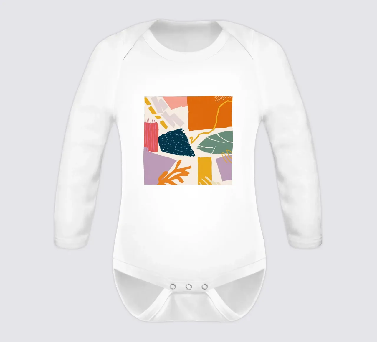 Collage di forme frantumate body neonato maniche lunghe da Obs Canvas