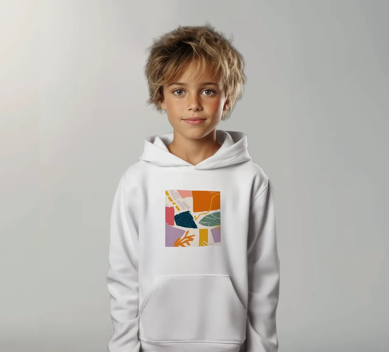 Collage di forme frantumate felpa bambino con cappuccio da Obs Canvas