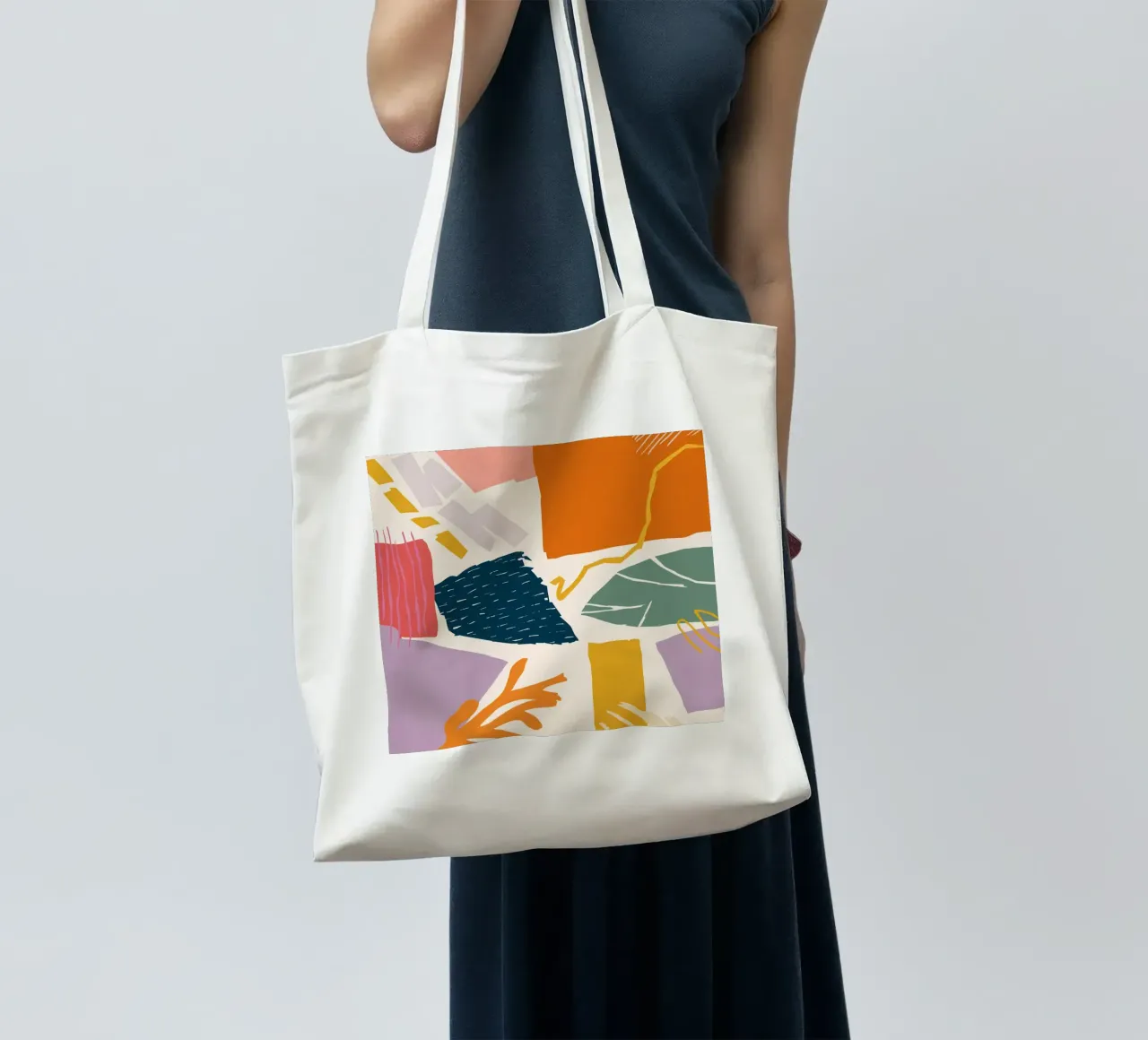 Collage di forme frantumate borsa in juta da Obs Canvas