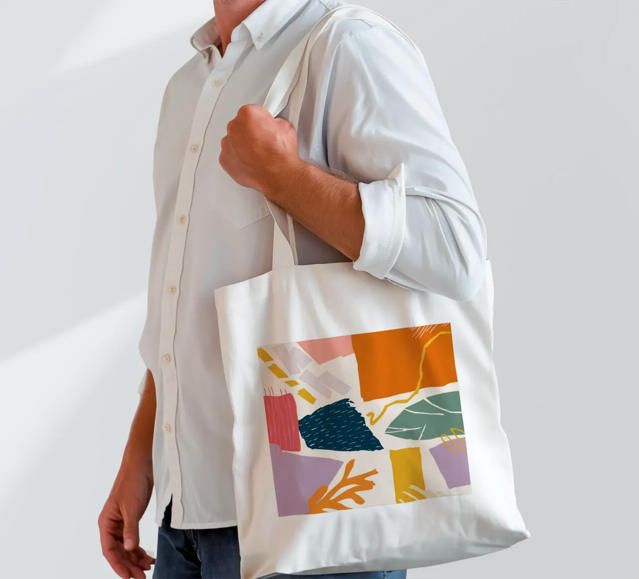 Collage di forme frantumate borsa in juta da Obs Canvas
