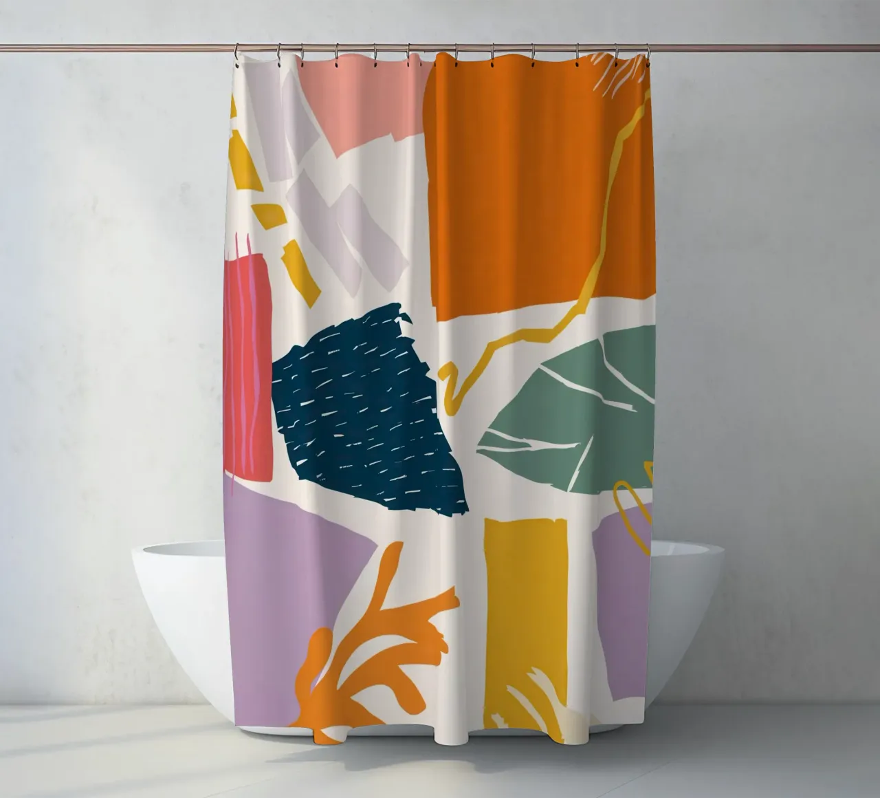 Versplinterde vorm collage douchegordijn van Obs Canvas
