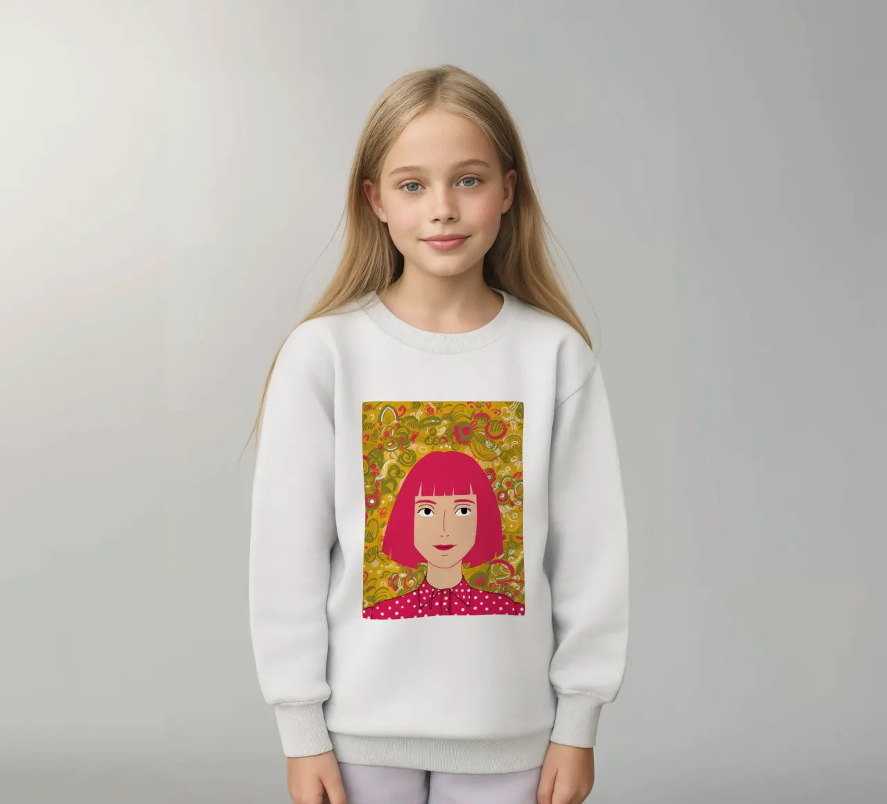 Capelli rosa a pois gialli felpa bambino da Selene Shade