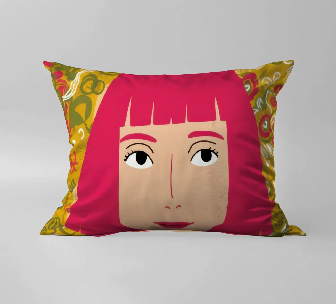 Capelli rosa a pois gialli cuscino da Selene Shade