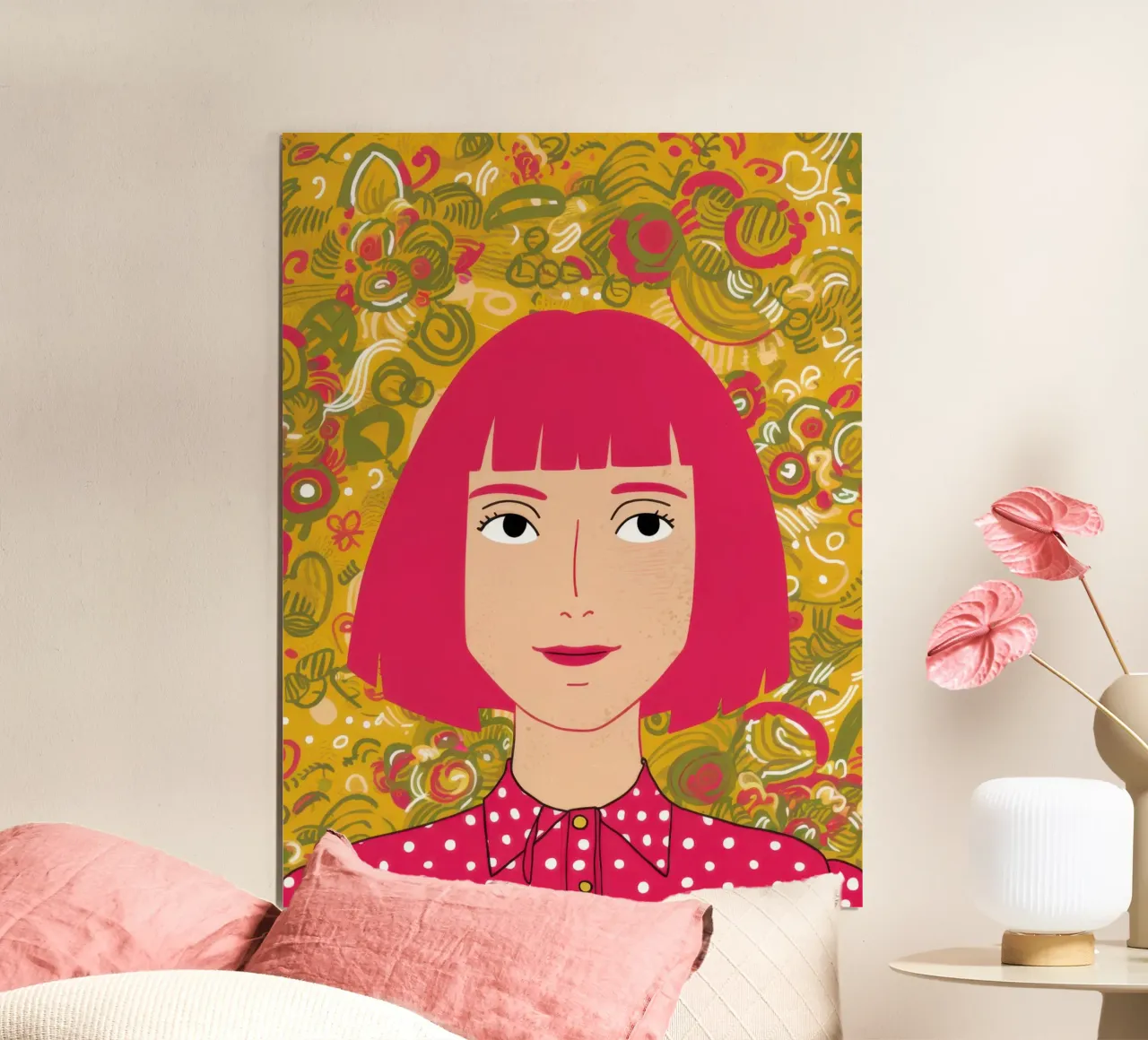Capelli rosa a pois gialli carta hahnemühle da Selene Shade