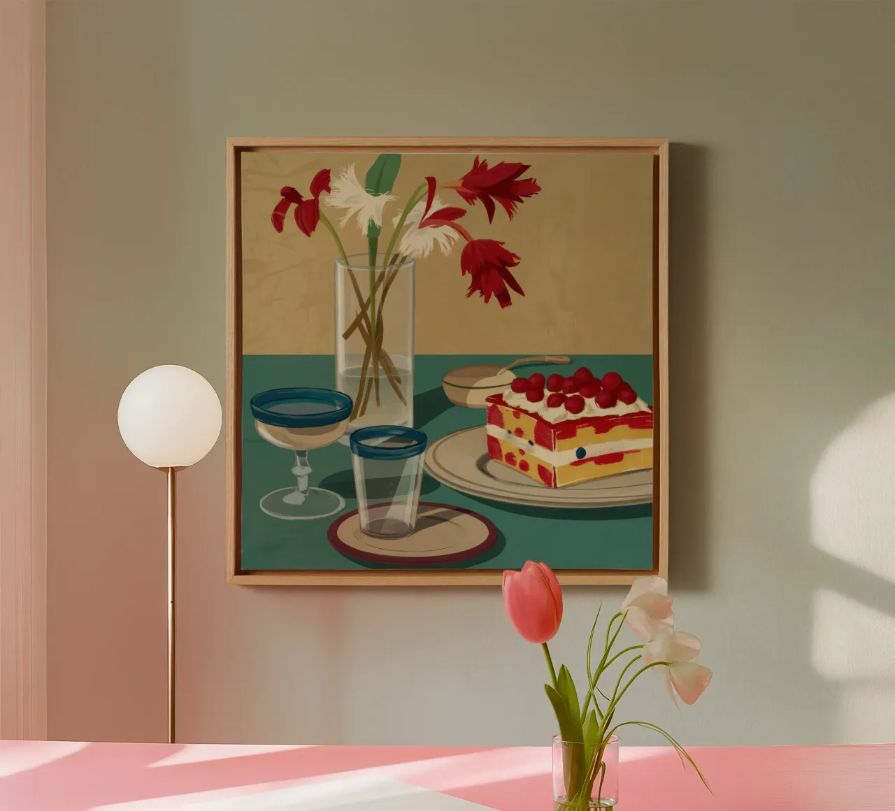 Red Velvet Repose canvas with Floater frame by Irish Strokes