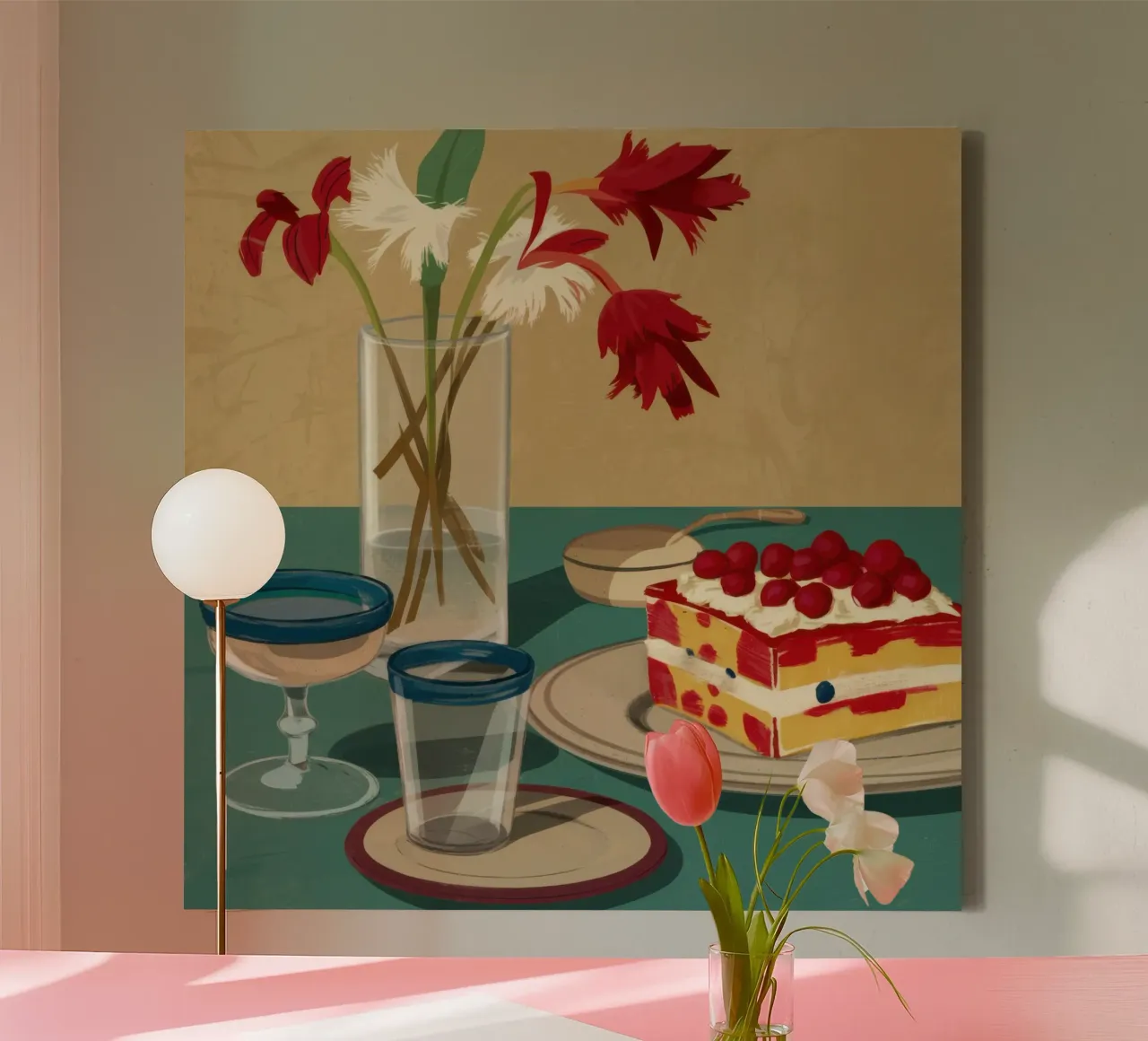Red Velvet Repose canvas with Floater frame by Irish Strokes