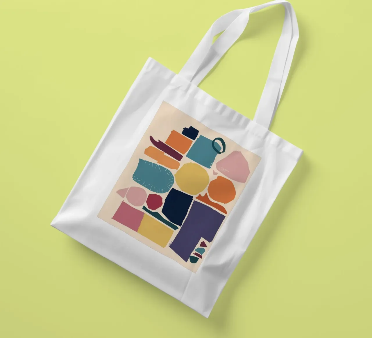 Mosaico di forme gioiose borsa in juta da Trace Brush