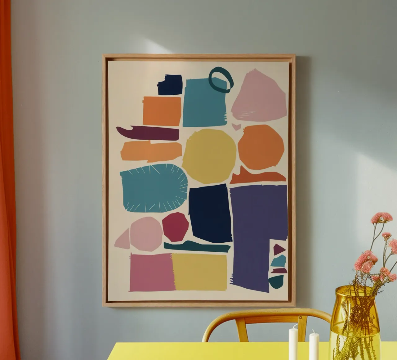 Vreugdevolle vorm mozaïek canvas met Baklijst van Trace Brush