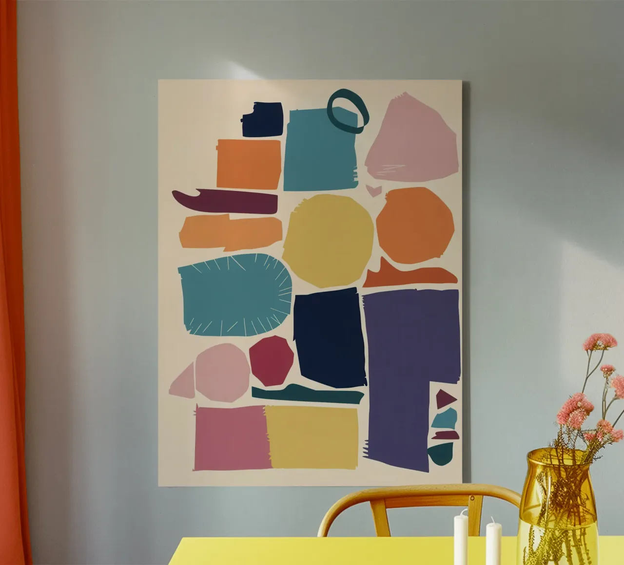 Vreugdevolle vorm mozaïek canvas met Baklijst van Trace Brush