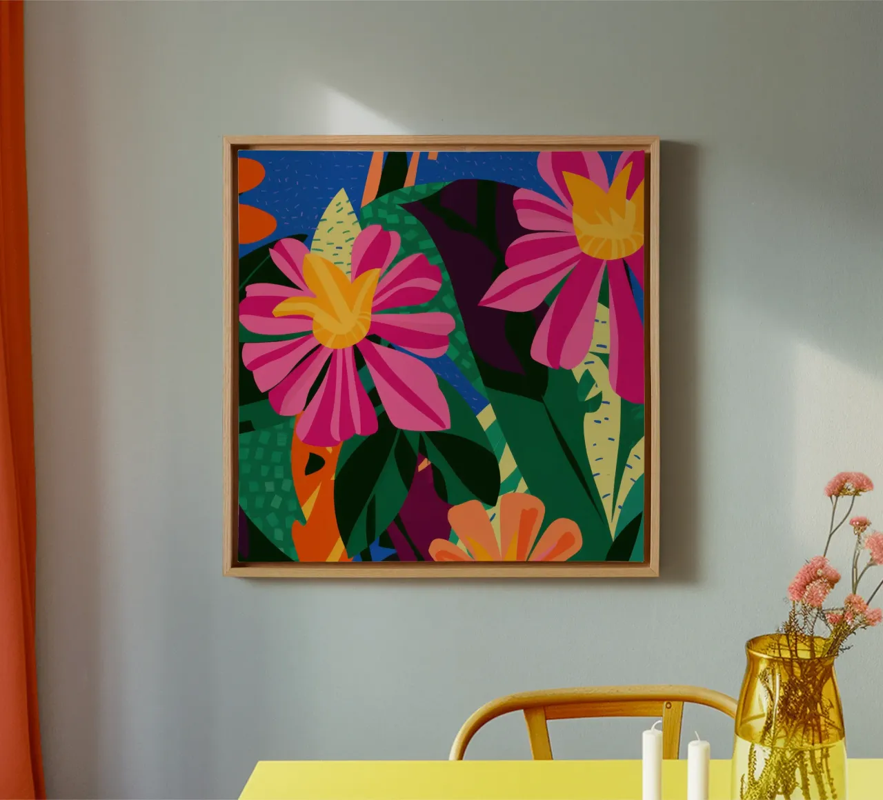 Fauvistische bloemenexplosie canvas met Baklijst van Luna Aura