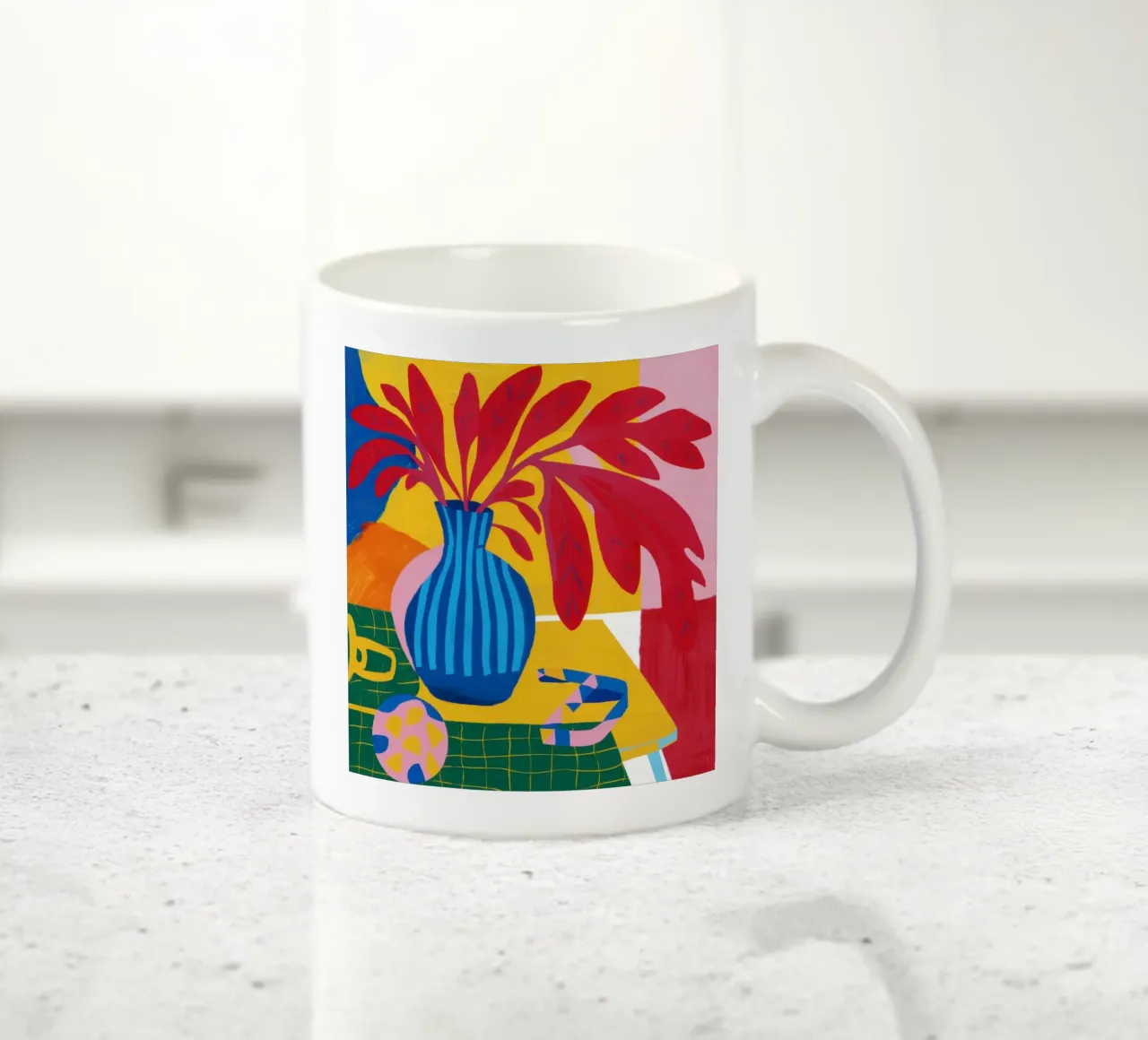 Natura morta di palma cremisi tazza in ceramica da Thistle Bloom