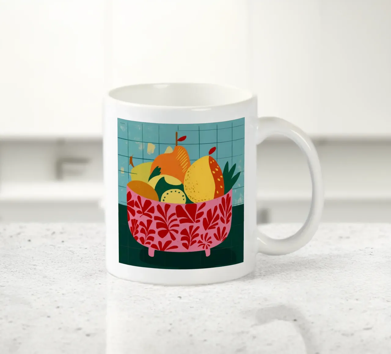 Misto di frutta vibrante tazza in ceramica da Trace Brush