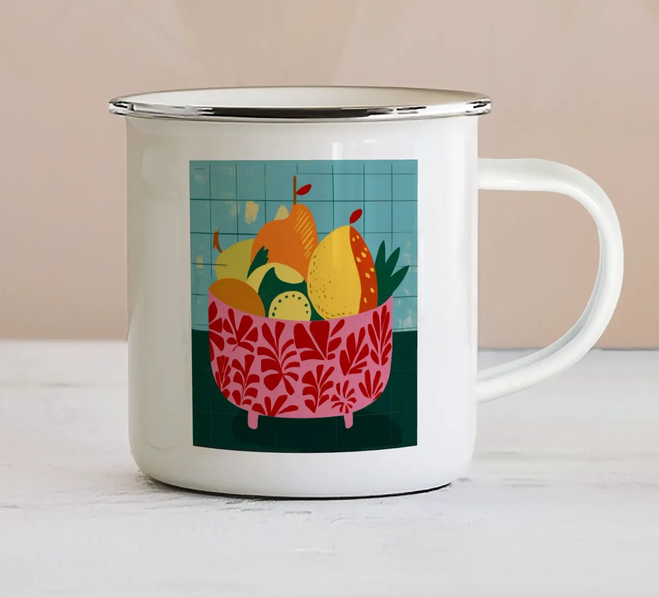 Misto di frutta vibrante tazza in smalto da Trace Brush
