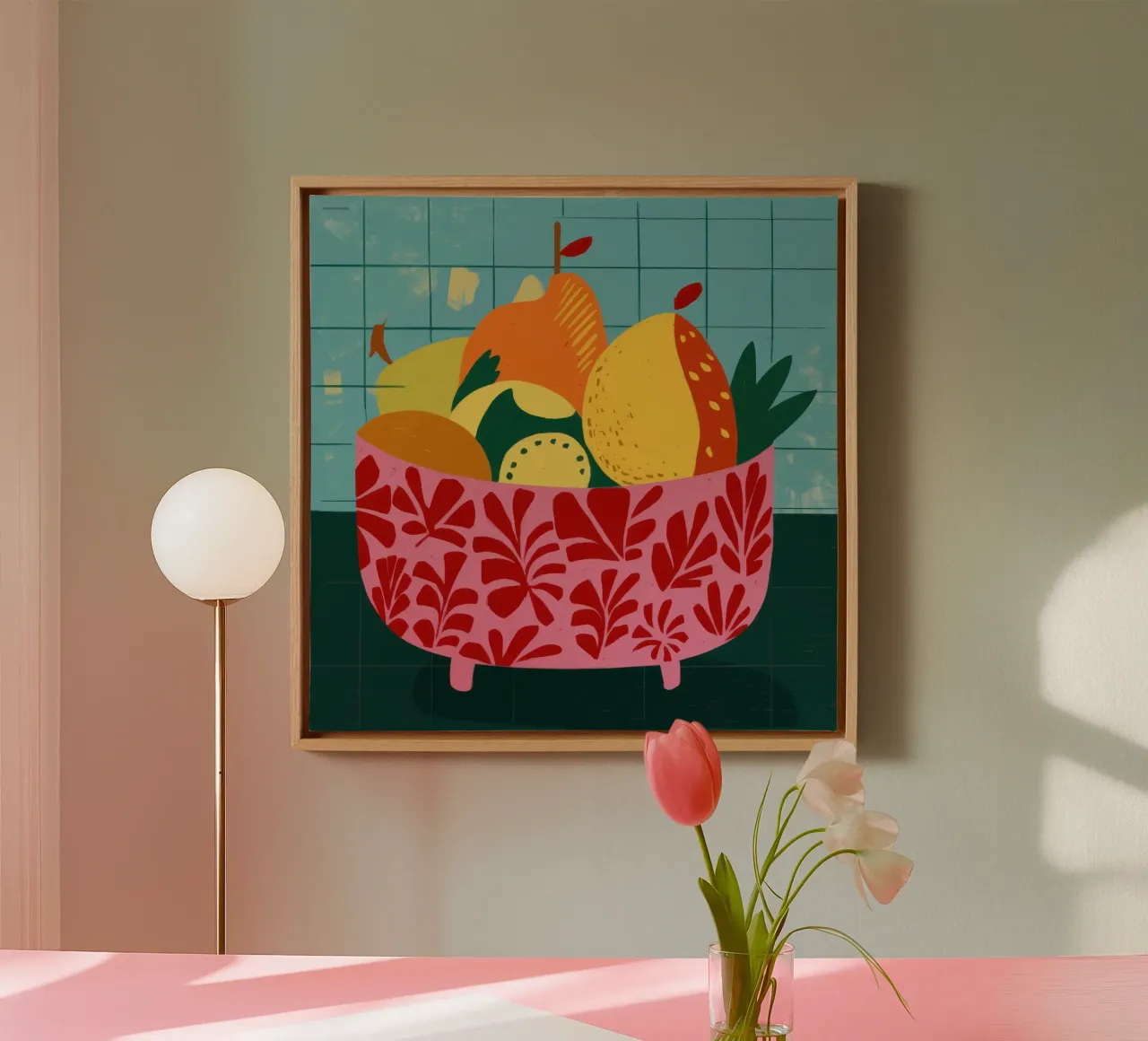 Misto di frutta vibrante tela con Cornice a cassetta da Trace Brush