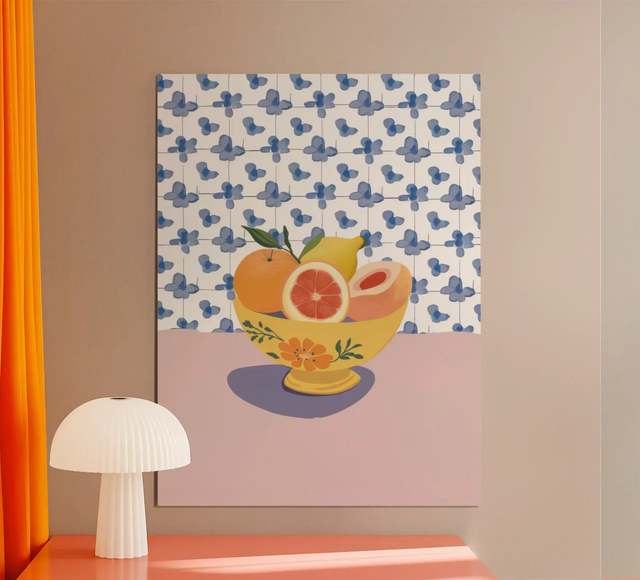 Ciotola per agrumi a forma di farfalla poster con telaio in alluminio da Irish Strokes