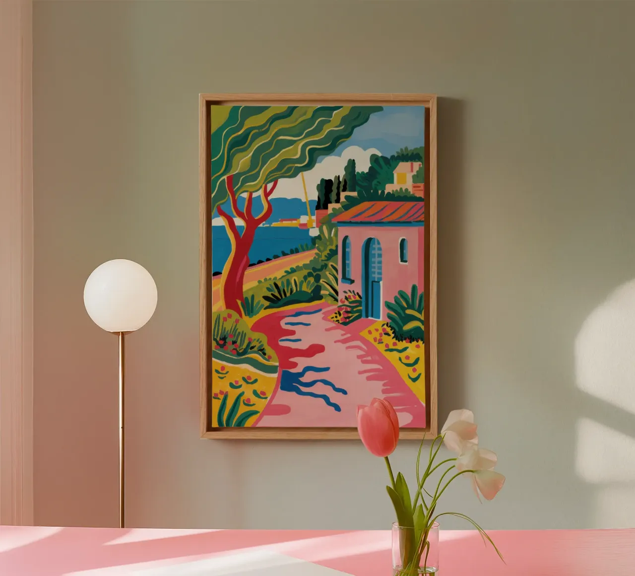 Zonovergoten steegje wandeling canvas met Baklijst van Trace Brush