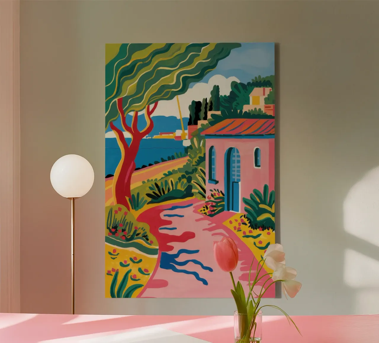 Zonovergoten steegje wandeling canvas met Baklijst van Trace Brush