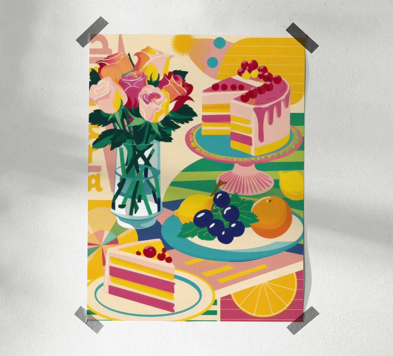 Abbondanza della tavola dei dolci poster con telaio in alluminio da Selene Shade