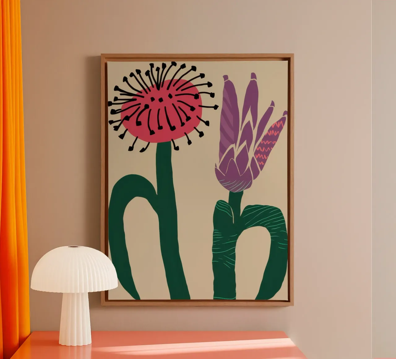 Duo grafico di fiori selvatici tela con Cornice a cassetta da Irish Strokes
