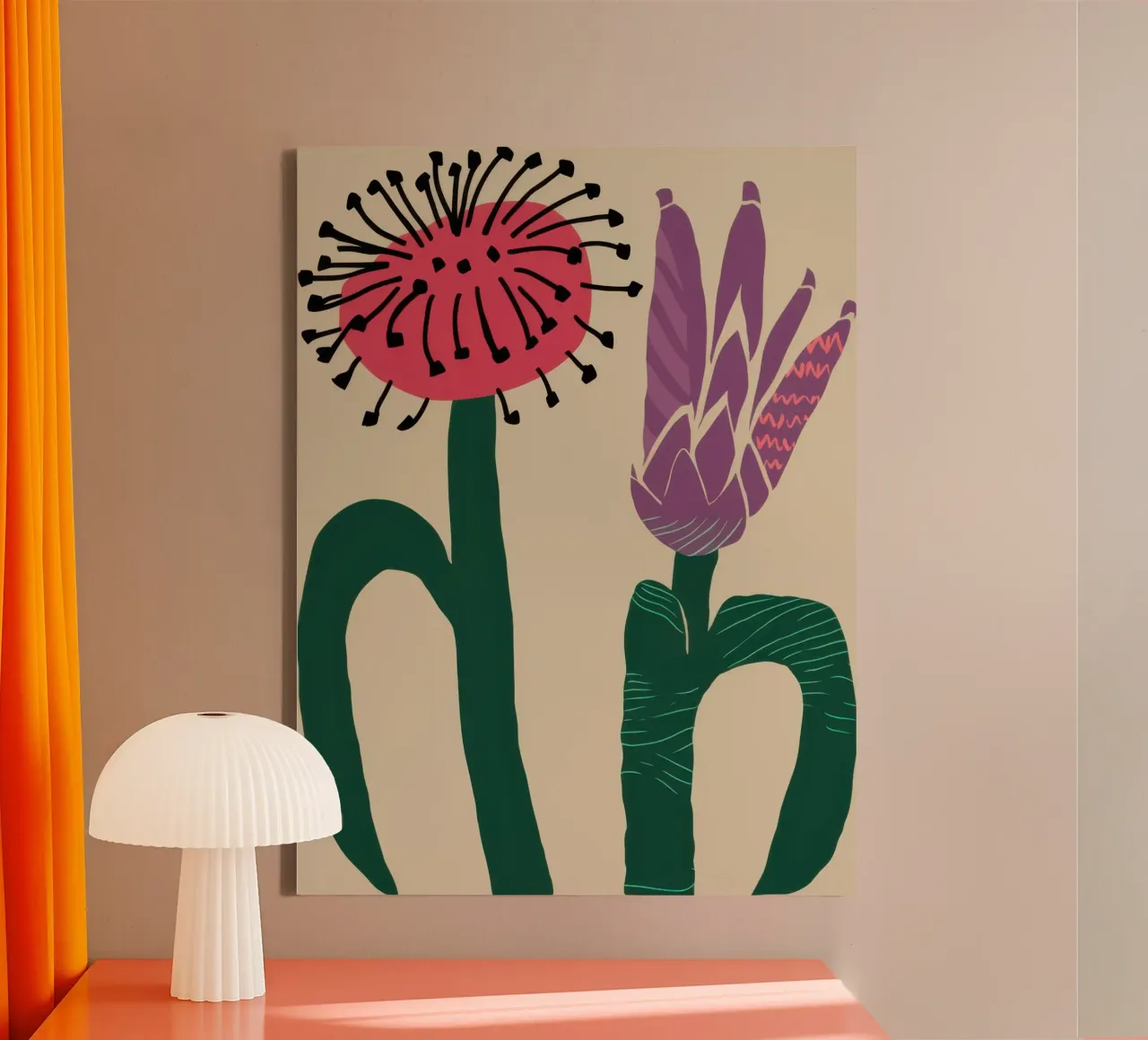 Duo grafico di fiori selvatici tela con Cornice a cassetta da Irish Strokes