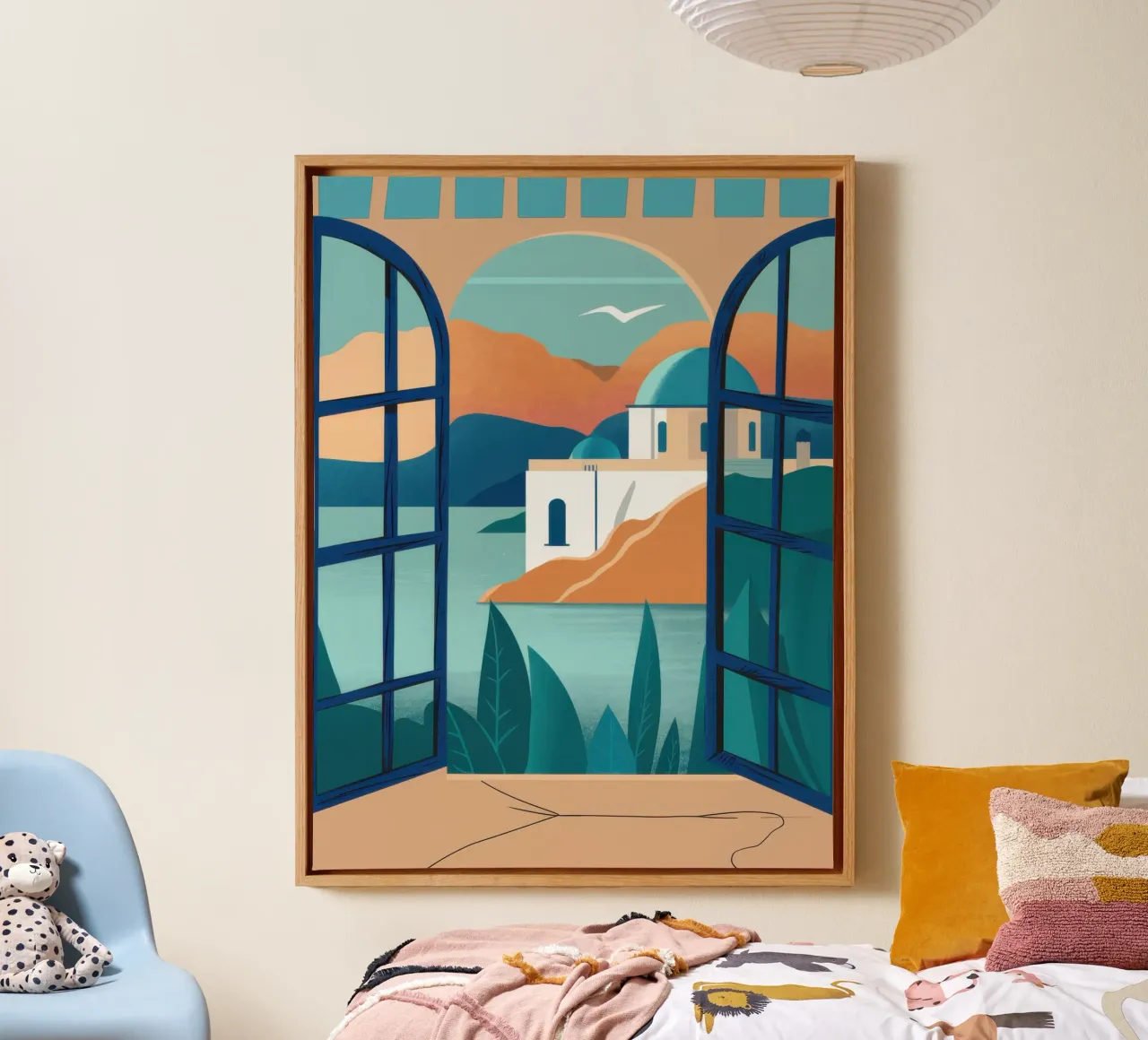 Arched Window to Paradise canvas with Floater frame by Thistle Bloom
