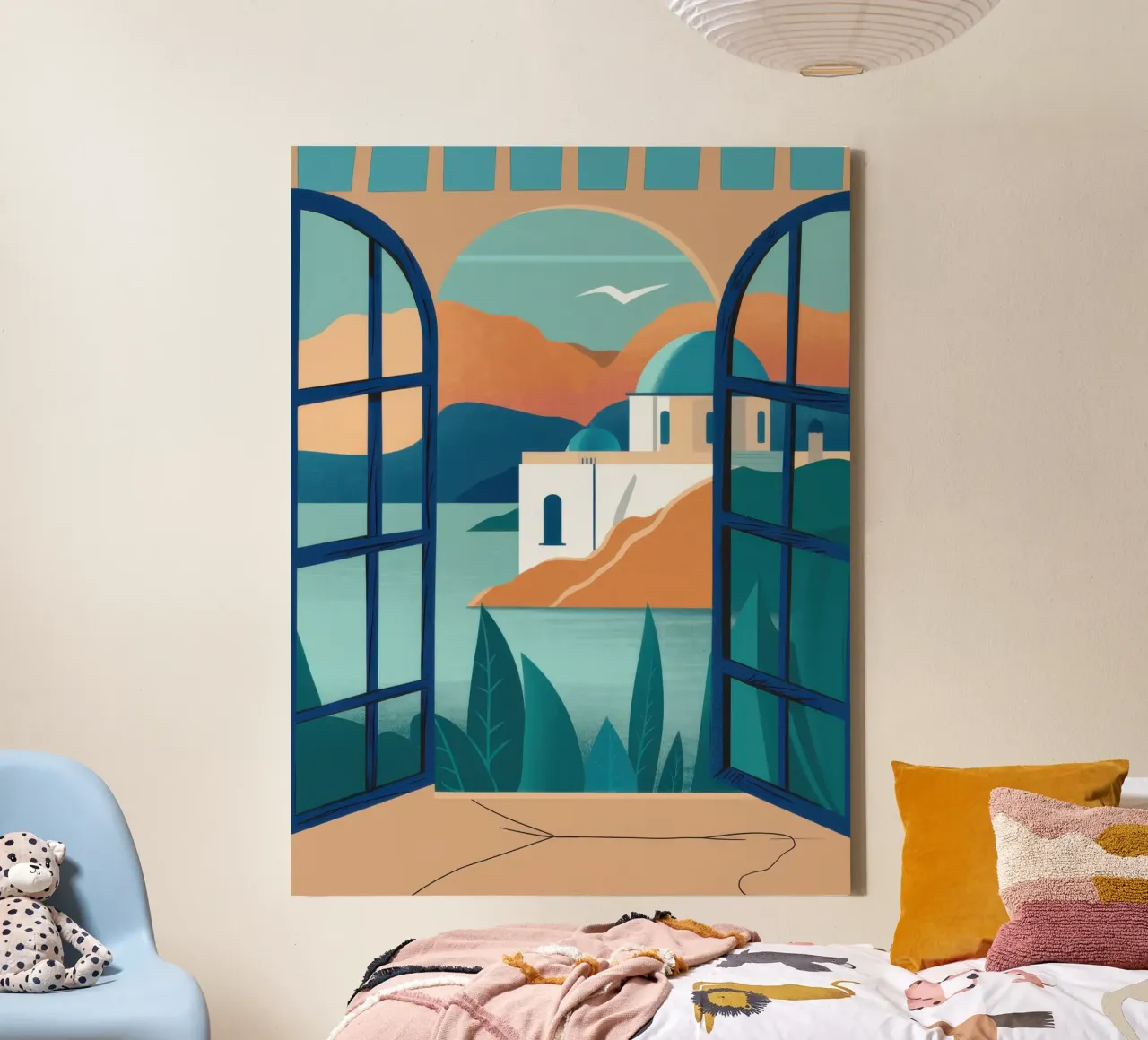 Arched Window to Paradise canvas with Floater frame by Thistle Bloom