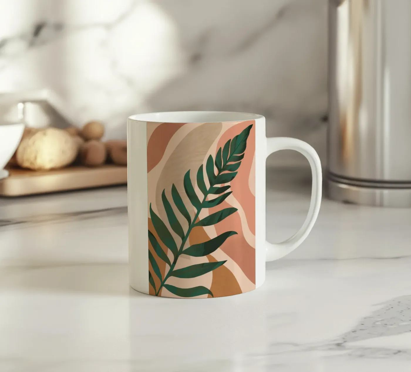 Simple Palm Leaf ceramic mug by Selene Shade